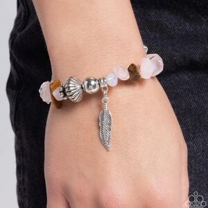 Silver and Pink Beaded Bracelet